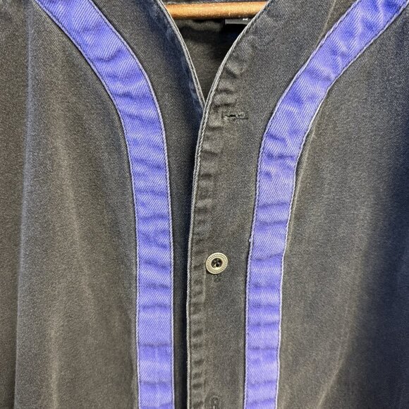 Vintage Machine Gun Shirt Mens Medium Faded Black Y2K 90s Embroidered - Picture 3 of 13